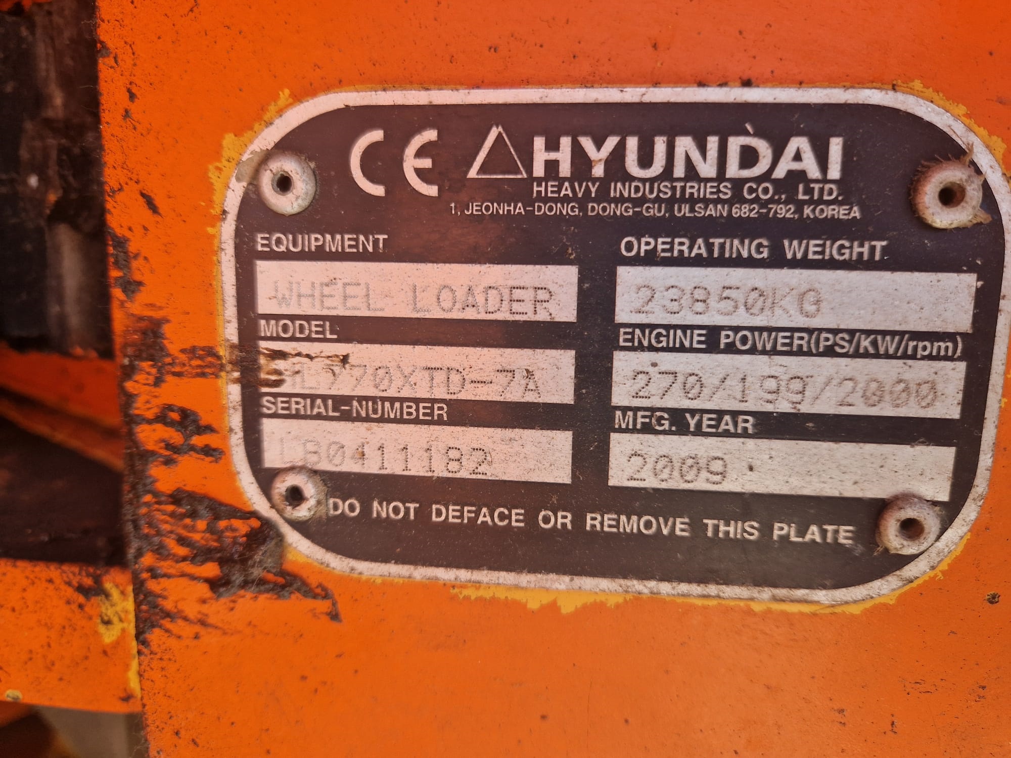 Pala Gommata Hyundai  HL 770 XTD – 7A anno 2009 ore lavorate 9800